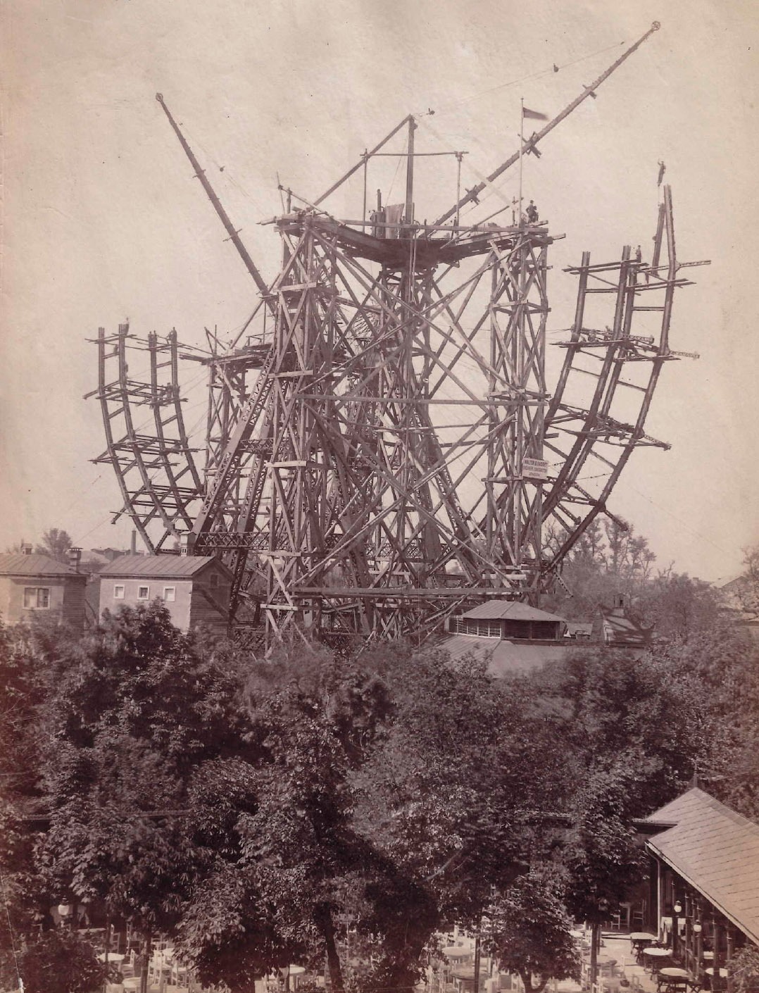 Construcción de la noria gigante del Prater de Viena