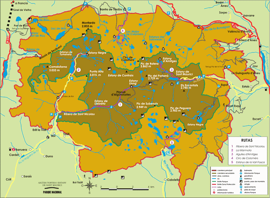 Plano del Parque Nacional de Aigüestortes y Lago de Sant Maurici