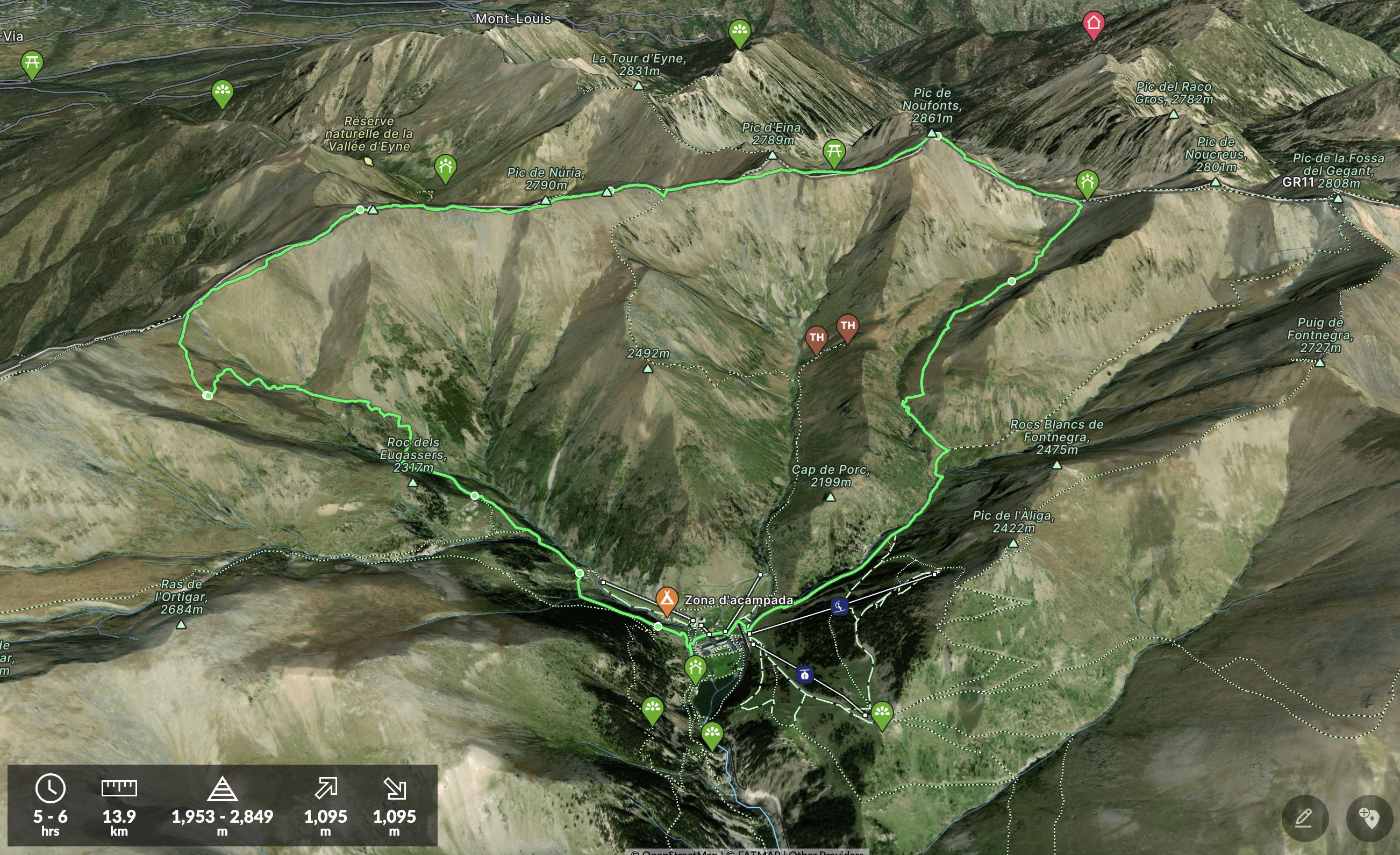 Recorrido circular que hicimos nosotros. Ruta creada en FatMap