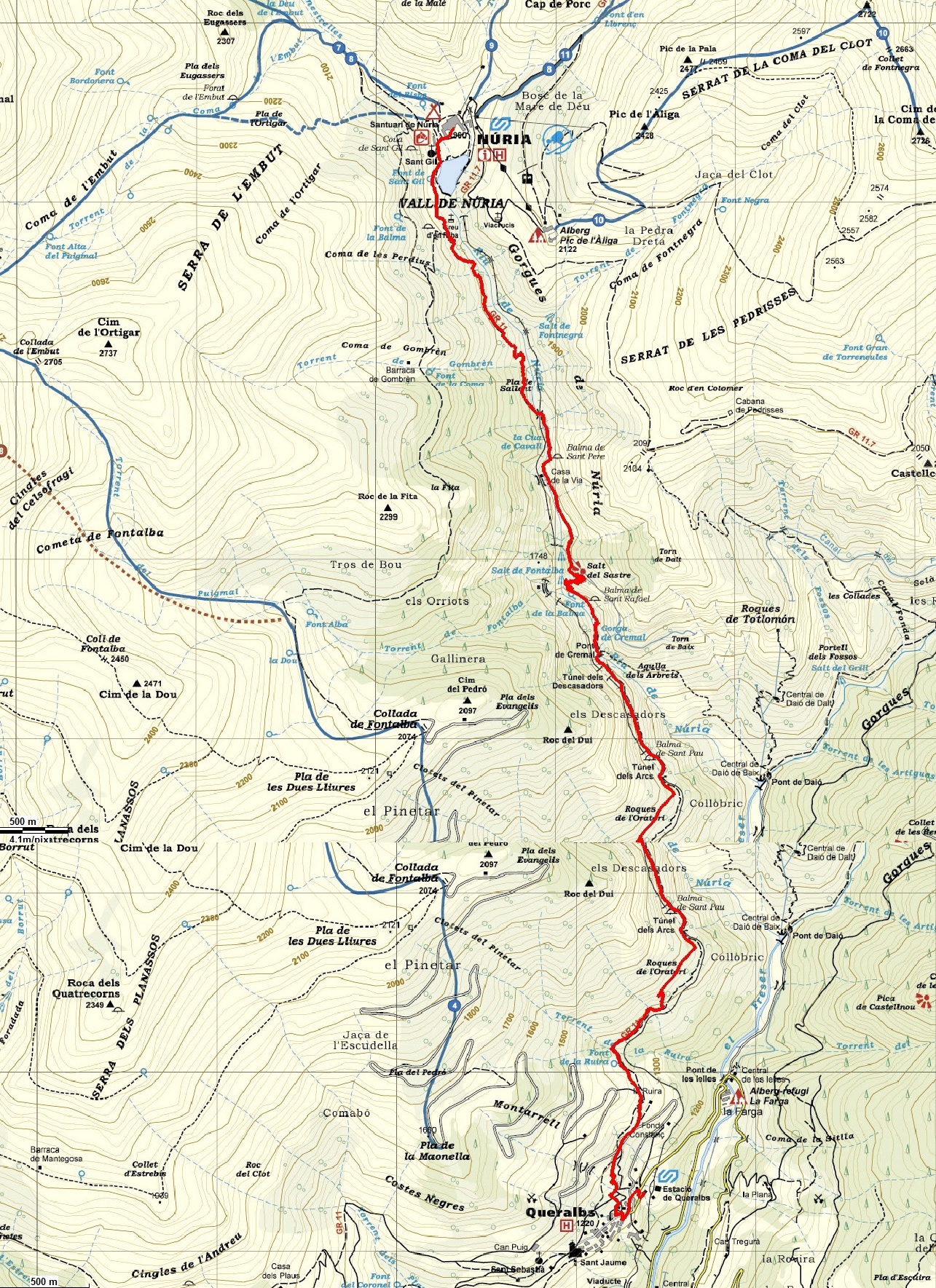 mapa cami vell Val de Núria