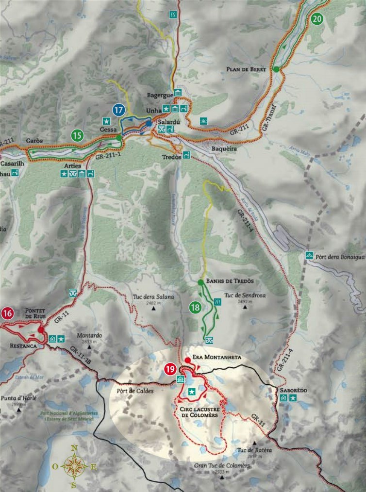 Mapa de la ruta de los 7 lagos del circo de Colomèrs