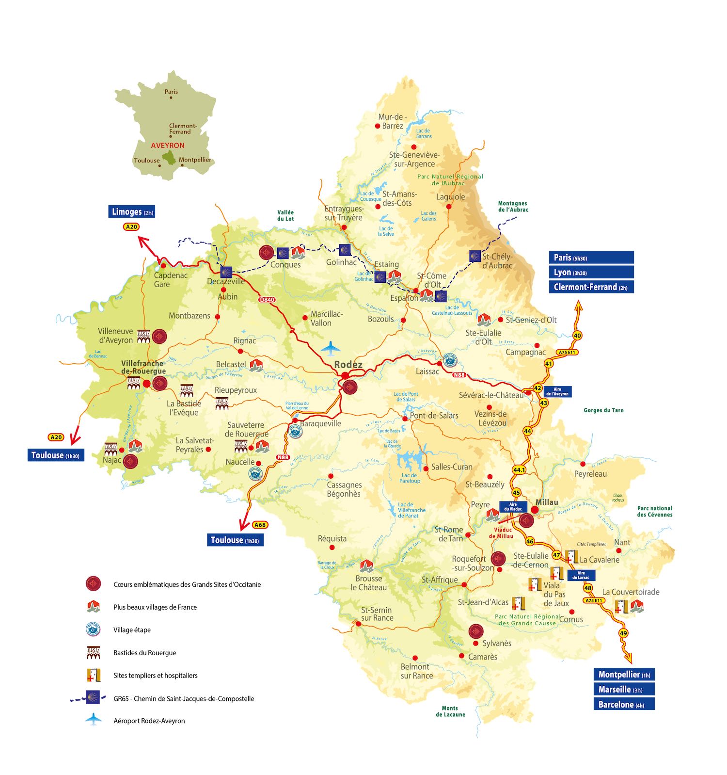 Mapa de la región de Aveyron