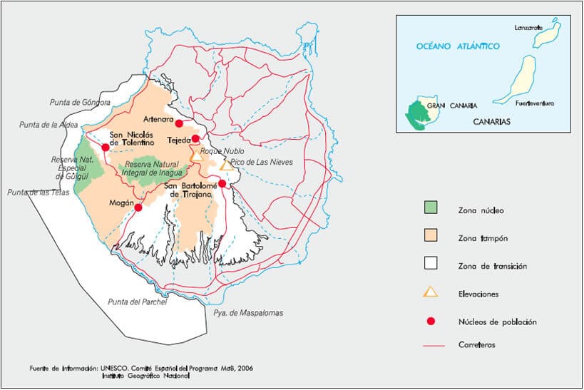 Área de la Reserva de la Biosfera de Gran Canaria. Imagen de Página oficial de Red Española de Reservas de la Biosfera.