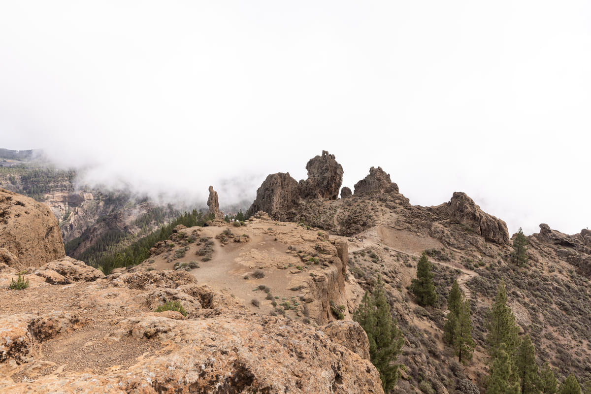 Sendero de llegada al Roque Nublo, desde la cima. Fotografía: Júlia Miralles Larrègola 