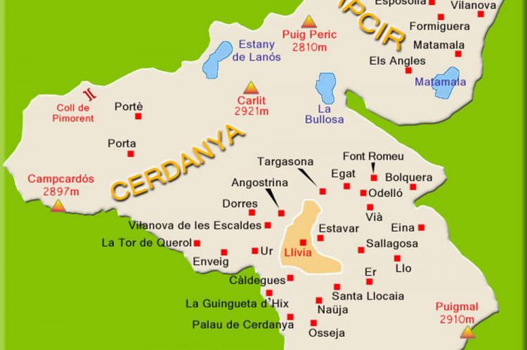 Mapa Alta Cerdanya y Capcir en Francia
