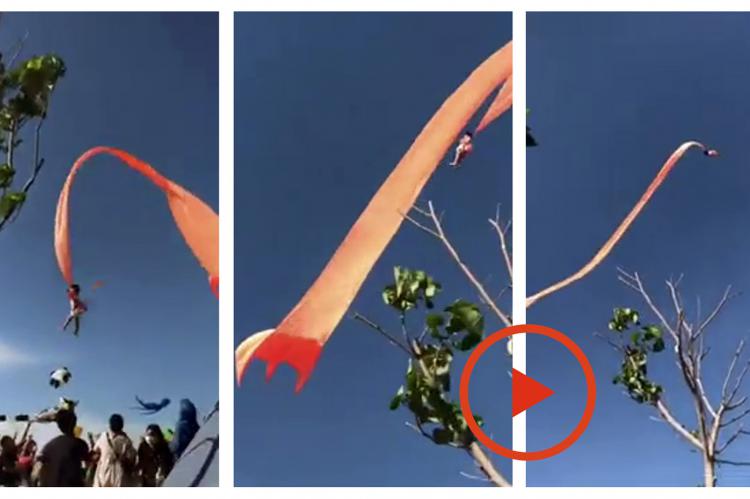 Tremendo susto en un festival de cometas en Taiwan
